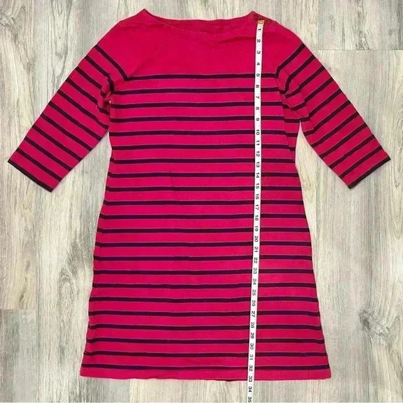 L.L. Bean Mariner Stripe Tunic Sweatshirt Dress Cotton 3/4 Sleeve Size L Petite - Picture 2 of 5